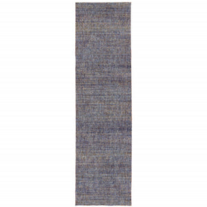 Homeroots 8' Runner Blue And Ivory Power Loom Runner Rug Purple,Grey Other Material 510245