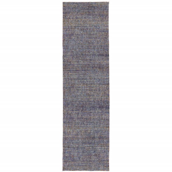 Homeroots 8' Runner Blue And Ivory Power Loom Runner Rug Purple,Grey Other Material 510245