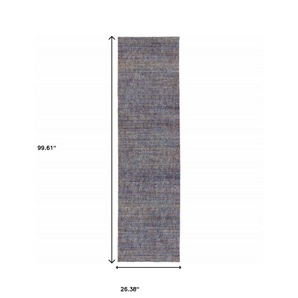 Homeroots 8' Runner Blue And Ivory Power Loom Runner Rug Purple,Grey Other Material 510245