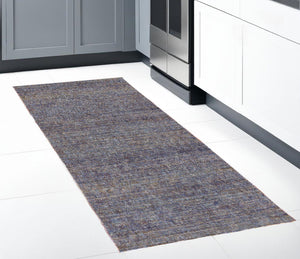 Homeroots 8' Runner Blue And Ivory Power Loom Runner Rug Purple,Grey Other Material 510245