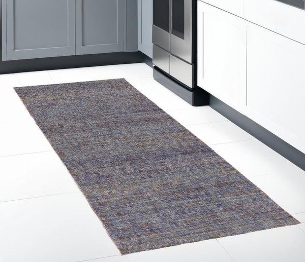 Homeroots 8' Runner Blue And Ivory Power Loom Runner Rug Purple,Grey Other Material 510245
