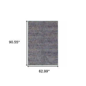 Homeroots 5' X 7' Blue And Ivory Power Loom Area Rug Purple,Grey Other Material 510248