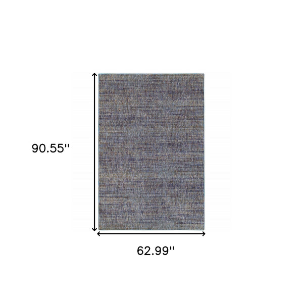 Homeroots 5' X 7' Blue And Ivory Power Loom Area Rug Purple,Grey Other Material 510248