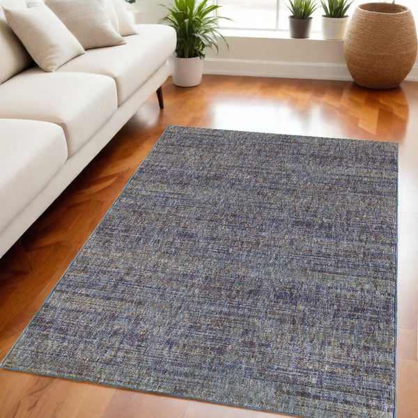 Homeroots 5' X 7' Blue And Ivory Power Loom Area Rug Purple,Grey Other Material 510248