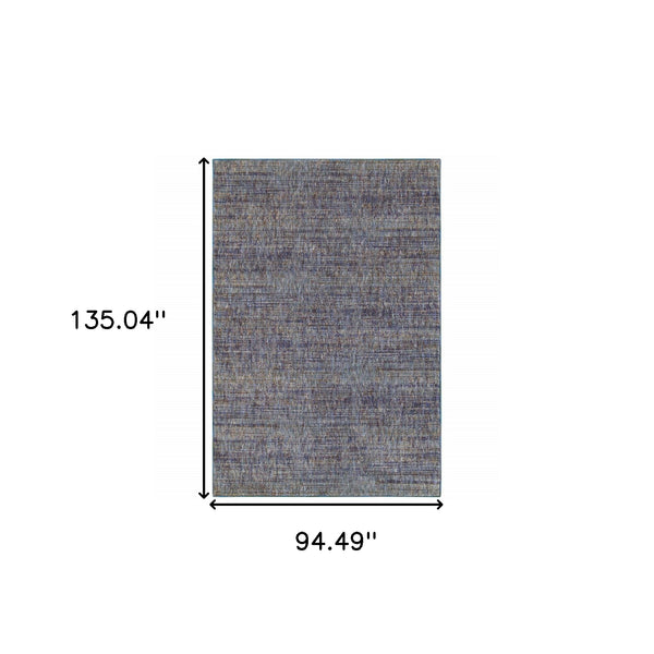 Homeroots 8' X 11' Blue And Ivory Power Loom Area Rug Purple,Grey Other Material 510250
