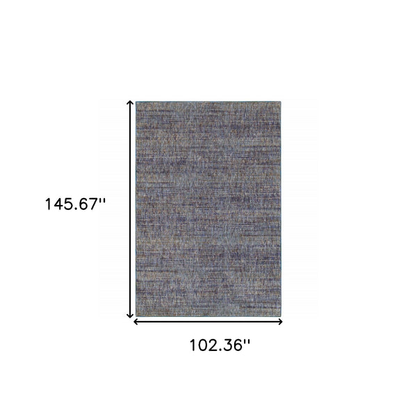 Homeroots 9' X 12' Blue And Ivory Power Loom Area Rug Purple,Grey Other Material 510251