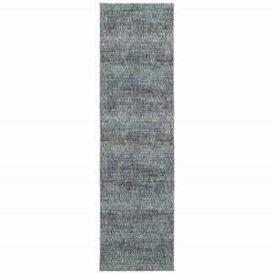 Homeroots 8' Runner Blue And Gray Power Loom Runner Rug Blue,Grey Other Material 510254