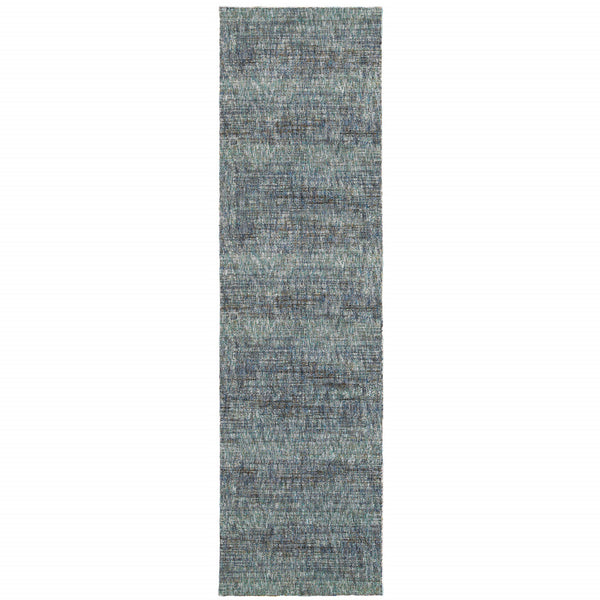 Homeroots 8' Runner Blue And Gray Power Loom Runner Rug Blue,Grey Other Material 510254