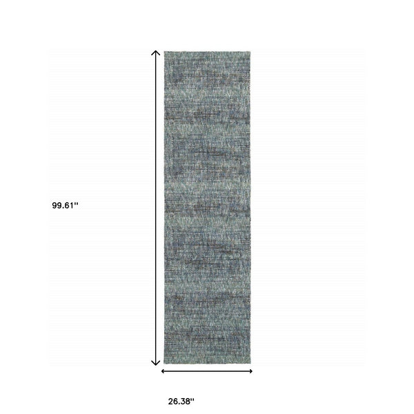 Homeroots 8' Runner Blue And Gray Power Loom Runner Rug Blue,Grey Other Material 510254