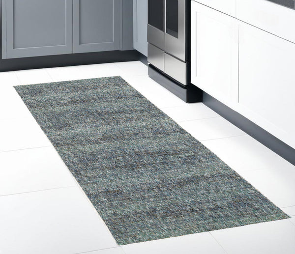 Homeroots 8' Runner Blue And Gray Power Loom Runner Rug Blue,Grey Other Material 510254