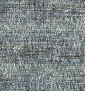 Homeroots 12' Runner Blue Grey Silver And Green Power Loom Runner Rug Blue,Grey Other Material 510255