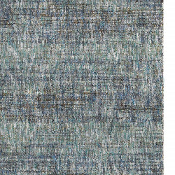 Homeroots 12' Runner Blue Grey Silver And Green Power Loom Runner Rug Blue,Grey Other Material 510255