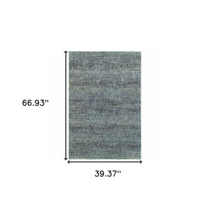 Homeroots 3' X 5' Blue And Gray Power Loom Area Rug Blue,Grey Other Material 510256