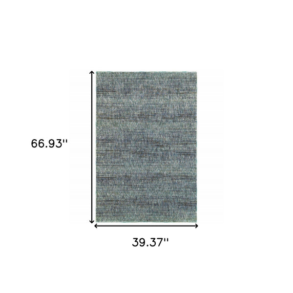 Homeroots 3' X 5' Blue And Gray Power Loom Area Rug Blue,Grey Other Material 510256
