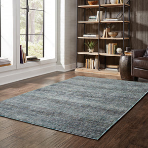 Homeroots 5' X 7' Blue And Gray Power Loom Area Rug Blue,Grey Other Material 510257