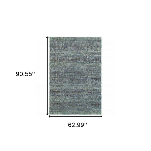 Homeroots 5' X 7' Blue And Gray Power Loom Area Rug Blue,Grey Other Material 510257