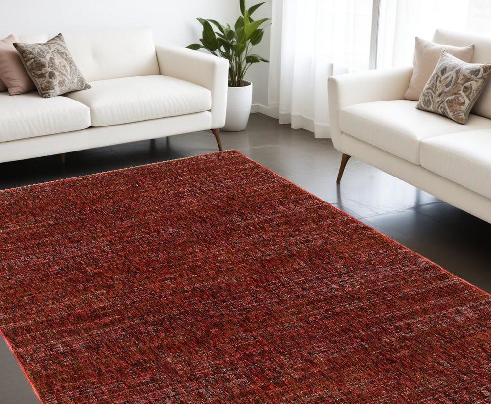 Homeroots 10' X 13' Red And Gray Power Loom Area Rug Red,Rust Other Material 510261