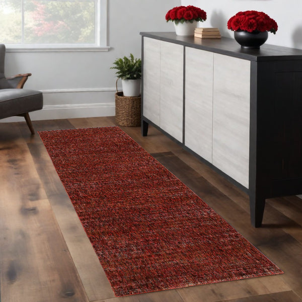 Homeroots 8' Runner Red And Gray Power Loom Runner Rug Red,Rust Other Material 510263