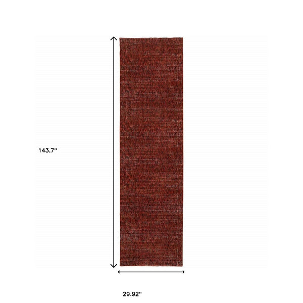 Homeroots 12' Runner Red Grey Deep And Charcoal Power Loom Runner Rug Red,Rust Other Material 510264