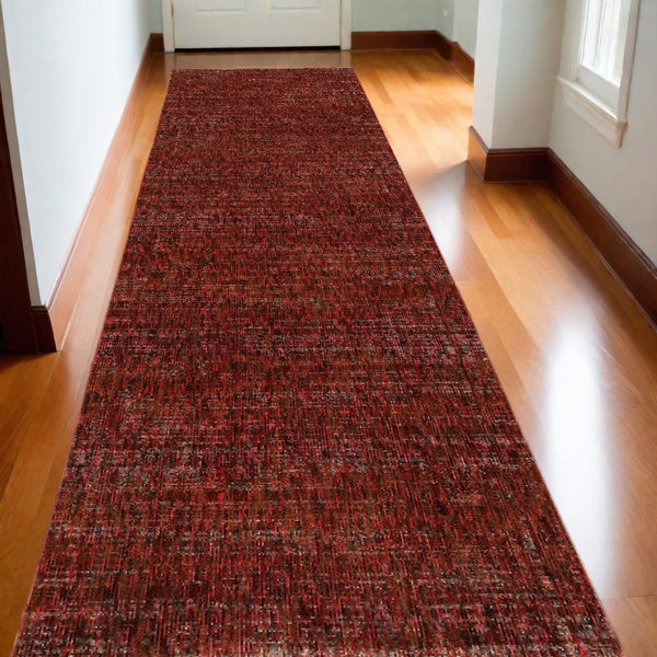 Homeroots 12' Runner Red Grey Deep And Charcoal Power Loom Runner Rug Red,Rust Other Material 510264