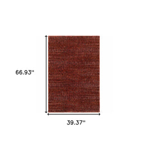 Homeroots 3' X 5' Red And Gray Power Loom Area Rug Red,Rust Other Material 510265