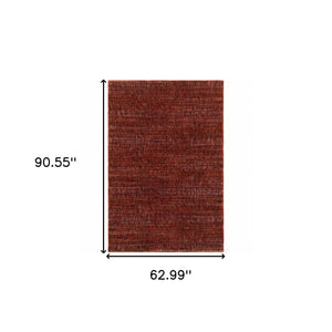 Homeroots 5' X 7' Red And Gray Power Loom Area Rug Red,Rust Other Material 510266
