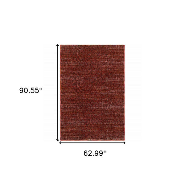 Homeroots 5' X 7' Red And Gray Power Loom Area Rug Red,Rust Other Material 510266