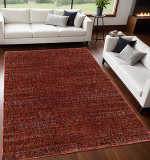 Homeroots 5' X 7' Red And Gray Power Loom Area Rug Red,Rust Other Material 510266