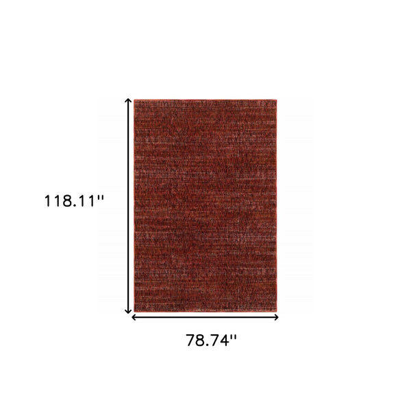 Homeroots 7' X 10' Red And Gray Power Loom Area Rug Red,Rust Other Material 510267