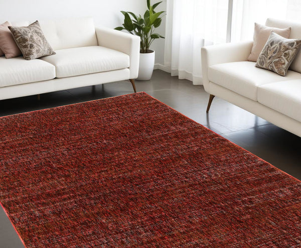 Homeroots 7' X 10' Red And Gray Power Loom Area Rug Red,Rust Other Material 510267