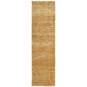 Homeroots 12' Runner Brown And Ivory Power Loom Runner Rug Gold,Multi Other Material 510273