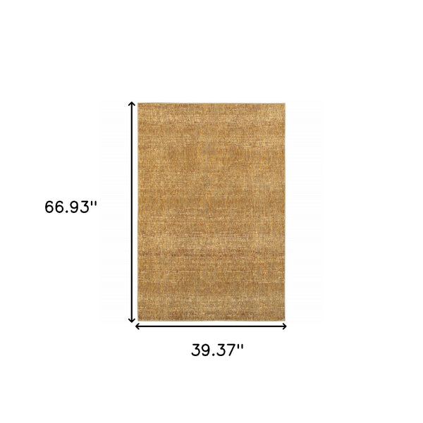 Homeroots 3' X 5' Brown Power Loom Area Rug Gold,Multi Other Material 510274