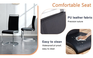 English Elm Table And Chair Set - Modern Marble Pattern Dining Set With 6 Comfortable Black Pu Chairs, 71"X35.4" W1151S02116-GIGA