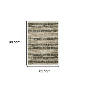 Homeroots 5' X 8' Beige Ivory Charcoal Brown Tan And Grey Abstract Power Loom Stain Resistant Area Rug With Fringe  Other Material 510281