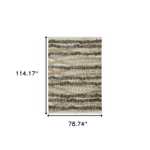 Homeroots 6' X 9' Beige Ivory Charcoal Brown Tan And Grey Abstract Power Loom Stain Resistant Area Rug With Fringe  Recycled Pet 510282
