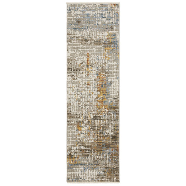 HomeRoots 8' Abstract Power Loomed Runner Rug in Vibrant Multi-Color Palette, Perfect for High-Traffic Areas 2'3" x 7'6" 510285