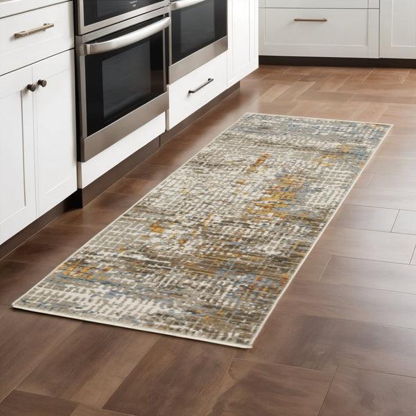 HomeRoots 8' Abstract Power Loomed Runner Rug in Vibrant Multi-Color Palette, Perfect for High-Traffic Areas 2'3" x 7'6" 510285