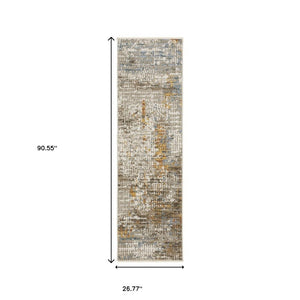 HomeRoots 8' Abstract Power Loomed Runner Rug in Vibrant Multi-Color Palette, Perfect for High-Traffic Areas 2'3" x 7'6" 510285