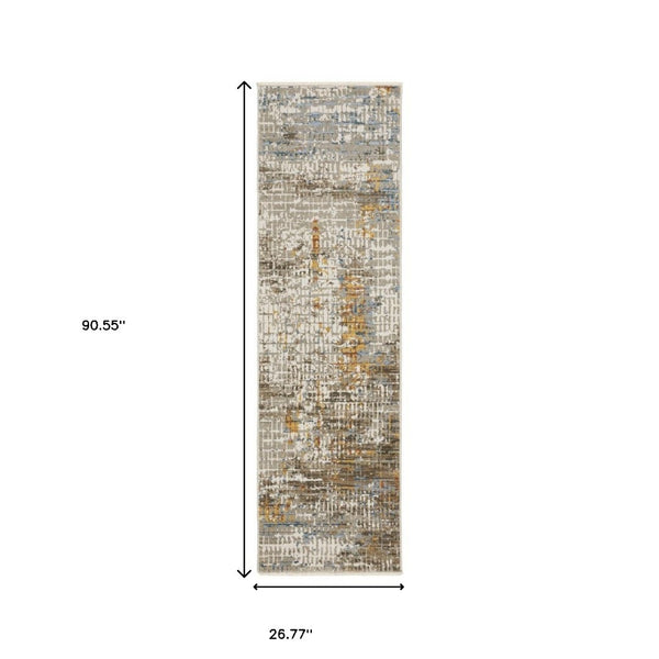 HomeRoots 8' Abstract Power Loomed Runner Rug in Vibrant Multi-Color Palette, Perfect for High-Traffic Areas 2'3" x 7'6" 510285