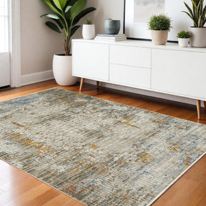 HomeRoots 8' Abstract Power Loomed Runner Rug in Vibrant Multi-Color Palette, Perfect for High-Traffic Areas 4' X 6' 510286
