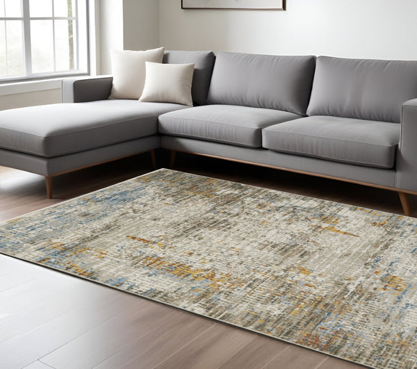HomeRoots 8' Abstract Power Loomed Runner Rug in Vibrant Multi-Color Palette, Perfect for High-Traffic Areas 8' X 11' 510289