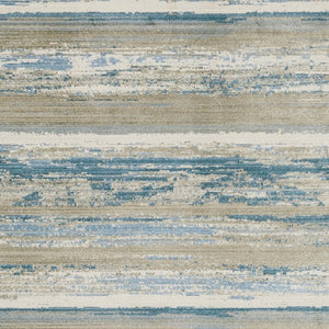 HomeRoots 8' Blue and Beige Abstract Distressed Runner Rug with Eco-Friendly Fibers and Fringe Tassels 2'3" x 7'6" 510297