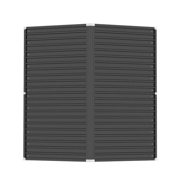 English Elm Outdoor Metal Storage Shed 8x8 Ft with Four Windows and Lockable Double Doors White W1598S00037