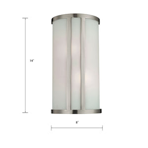 Thomas Lighting Zenith Frosted Glass Wall Sconce Dimmable Indoor Fixture for Hallway or Bedroom Nickel 8 W x 4 D x 14 H 5102WS/20