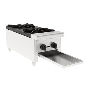 English Elm Commercial Dual Burner Stainless Steel Countertop Gas Range for Professional Kitchens W5057P394269