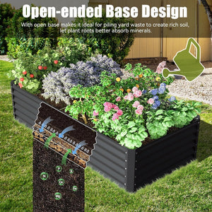 English Elm 6x3x1.5ft Galvanized Steel Raised Garden Bed Deep Root Planter for Yard Vegetables Dark Gray W1859P430215
