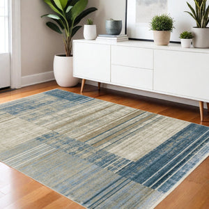 HomeRoots 8' Geometric Power Loom Runner Rug - Stylish Durable Design for High-Traffic Areas and Entryways 4' X 6' 510304