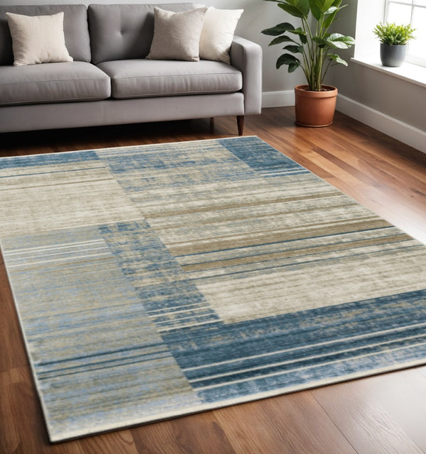 HomeRoots 8' Geometric Power Loom Runner Rug - Stylish Durable Design for High-Traffic Areas and Entryways 5' X 8' 510305
