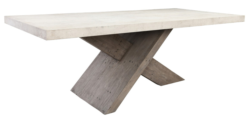 Classic Home Durant 84" Dining Table in Antique White with Distressed Gray Accents for Rustic Farmhouse Charm 51030906