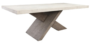 Classic Home Durant 84" Dining Table in Antique White with Distressed Gray Accents for Rustic Farmhouse Charm 51030906